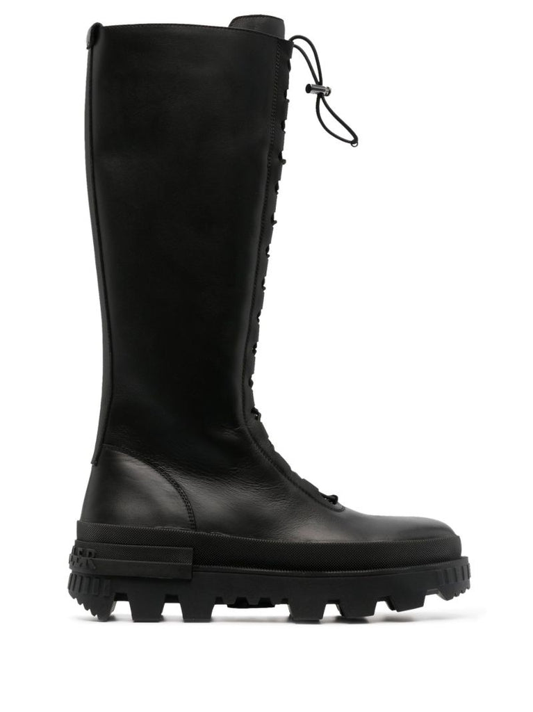 Black Normandy Knee-high Leather Boots