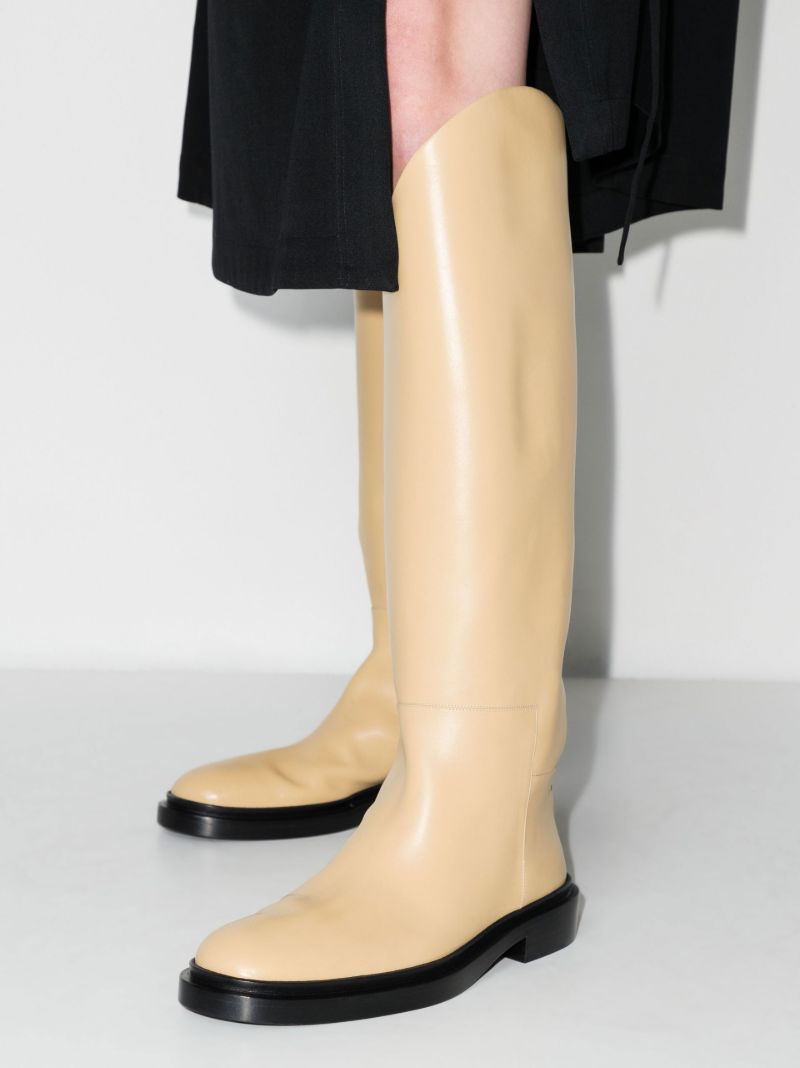 Neutral Knee-high Leather Boots