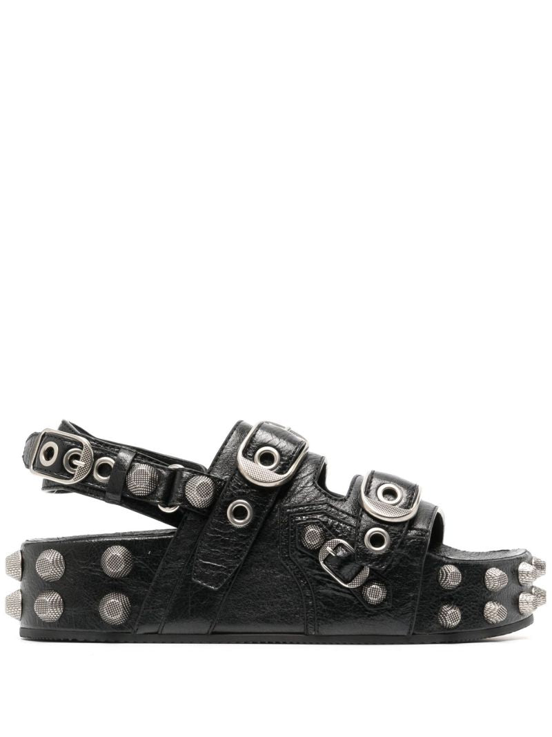 Black Studded Leather Sandals