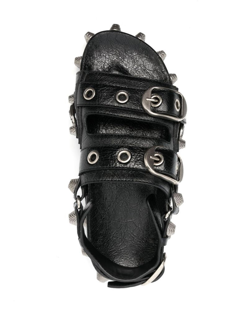 Black Studded Leather Sandals