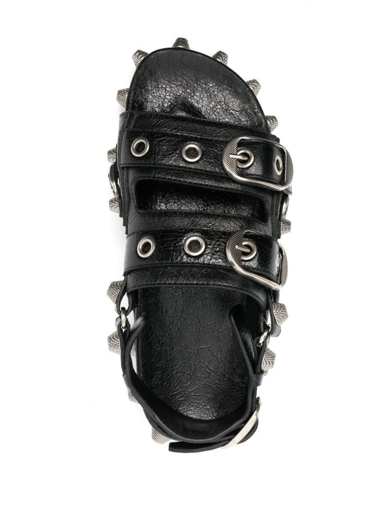 Black Studded Leather Sandals