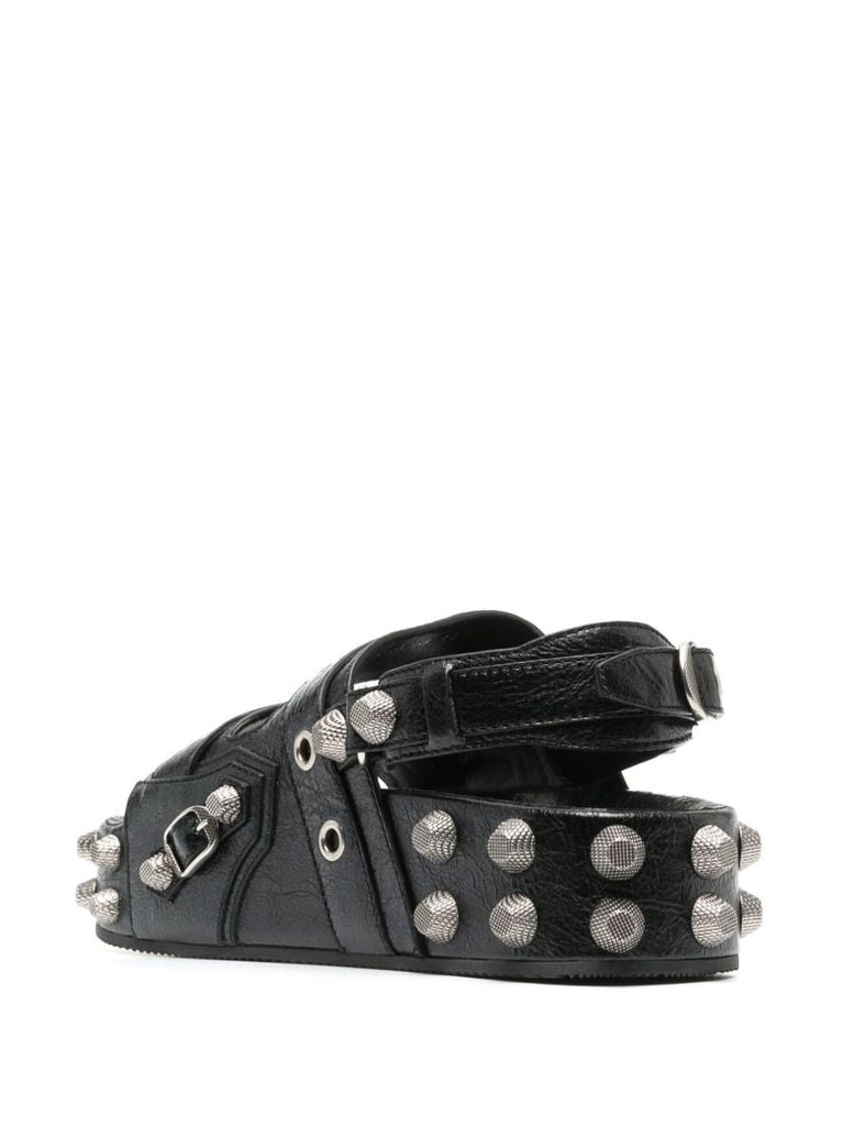Black Studded Leather Sandals