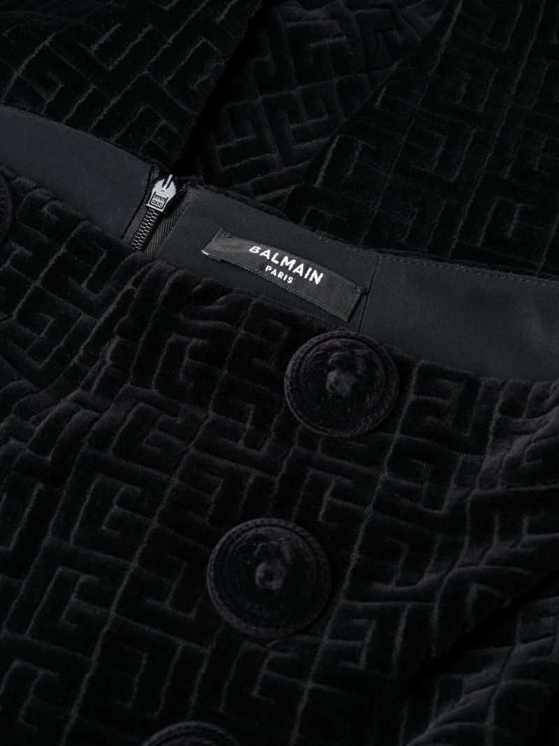 Black Monogram Pattern Velvet Trousers