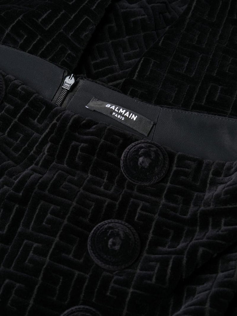 Black Monogram Pattern Velvet Trousers