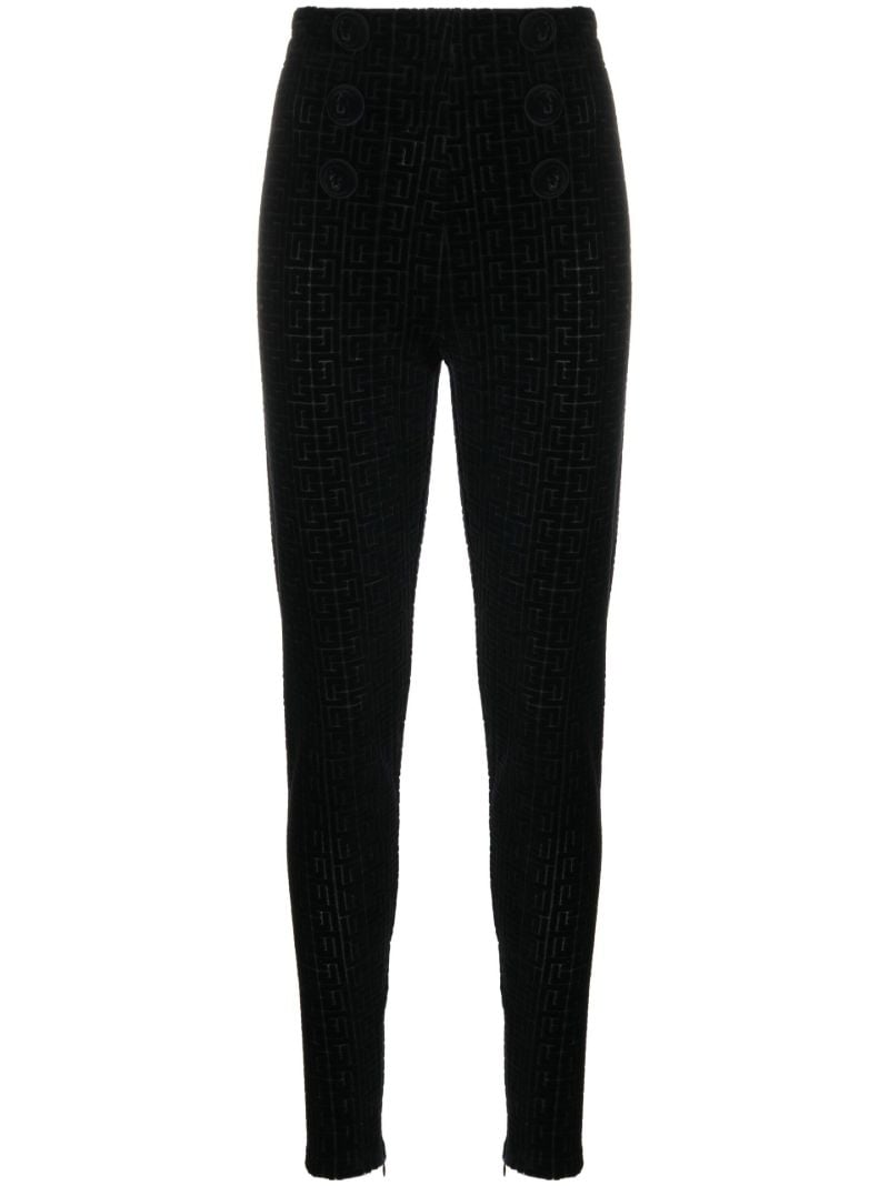 Black Monogram Pattern Velvet Trousers