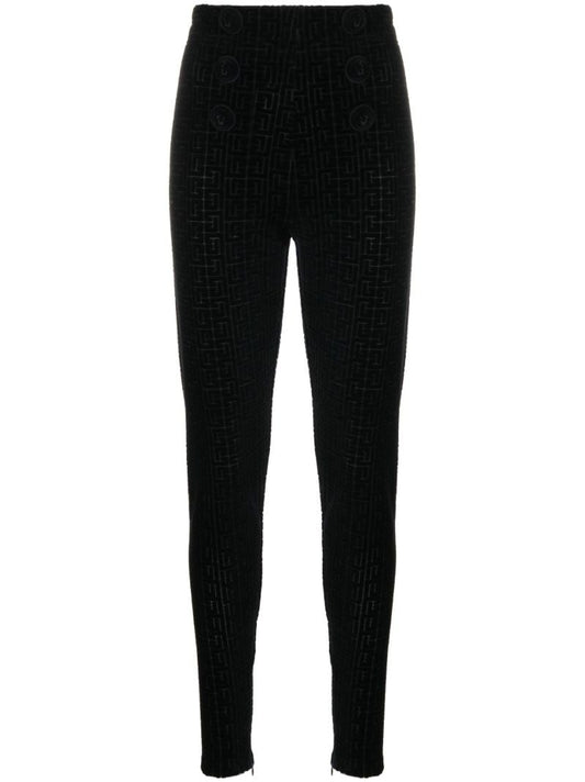 Black Monogram Pattern Velvet Trousers