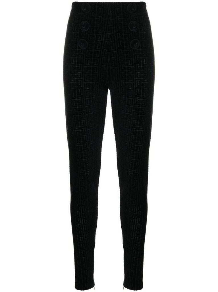 Black Monogram Pattern Velvet Trousers