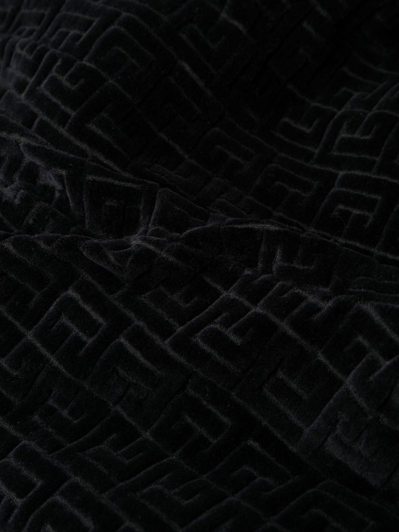 Black Monogram Pattern Velvet Trousers