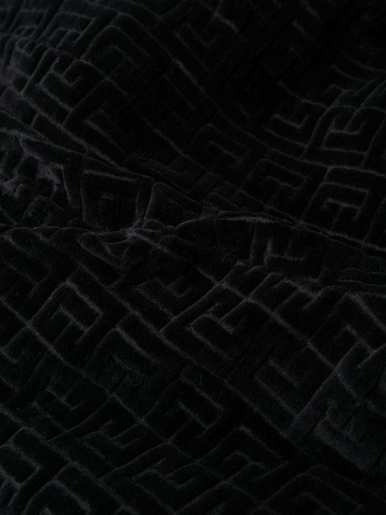Black Monogram Pattern Velvet Trousers