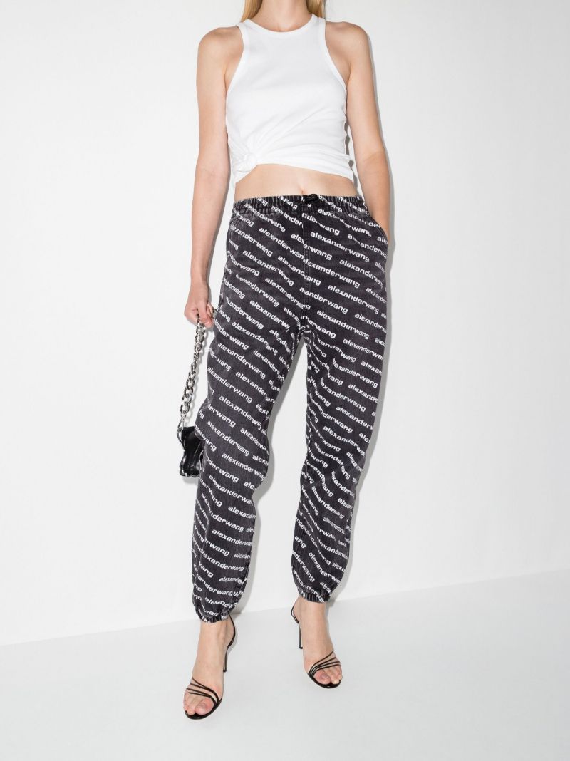 Grey Logo Print Denim Track Pants
