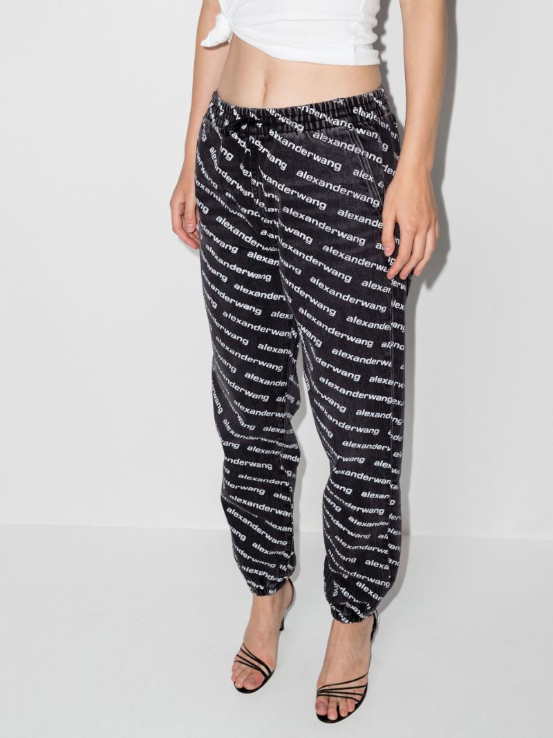 Grey Logo Print Denim Track Pants