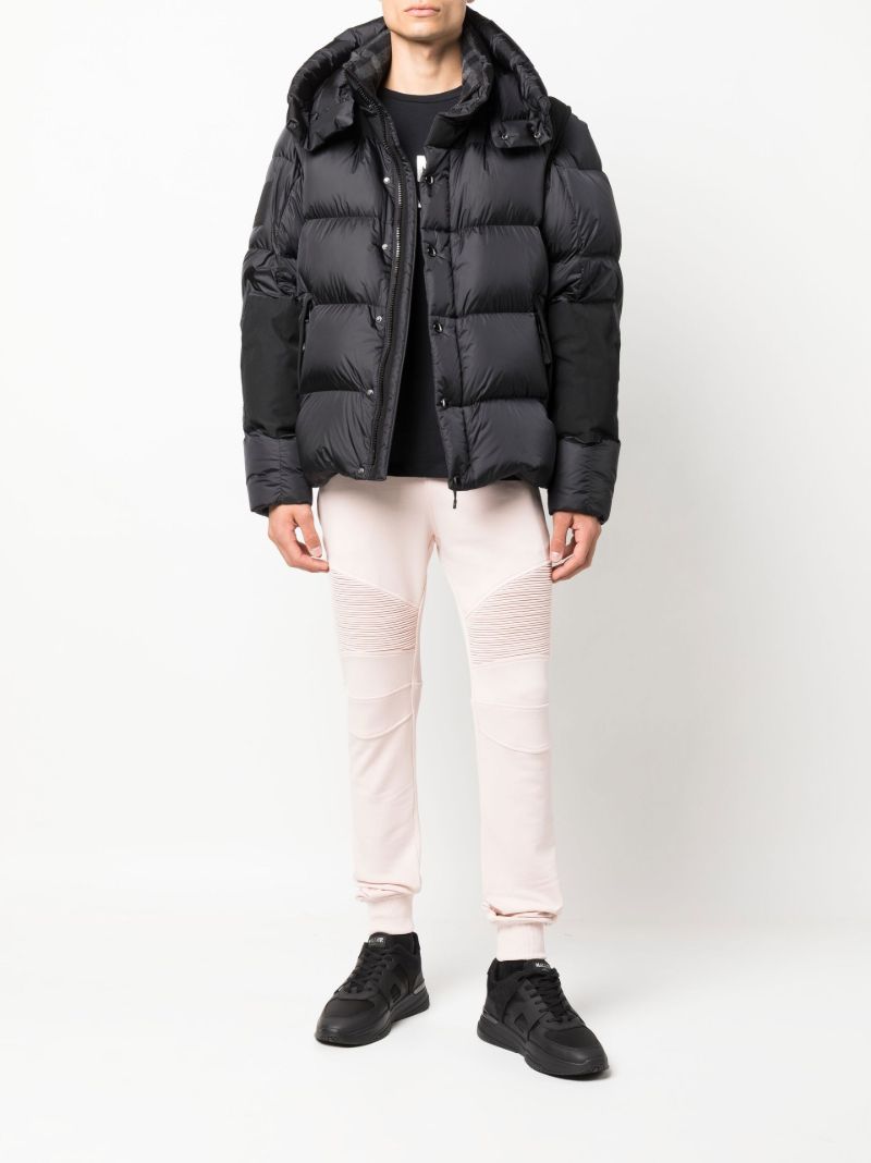 Pink Ribbed Panel Cotton Track Pants