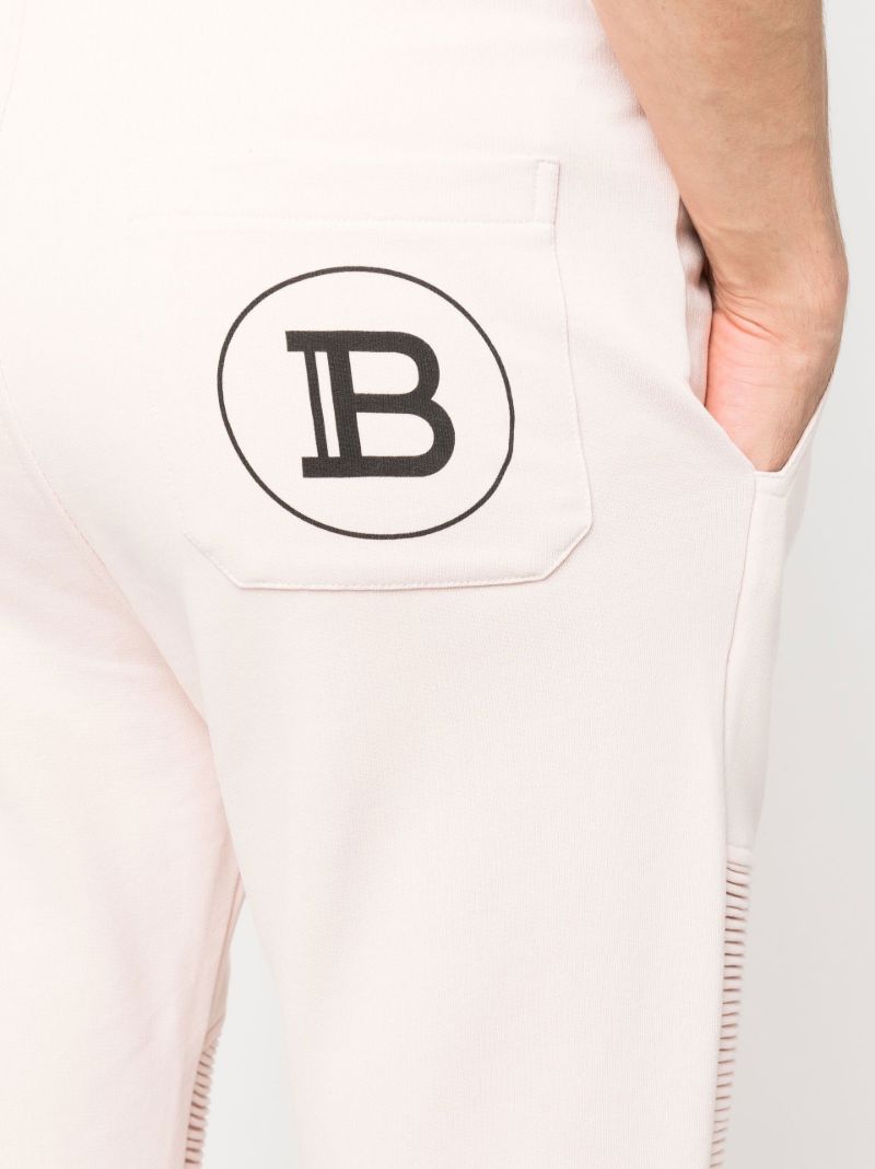 Pink Ribbed Panel Cotton Track Pants