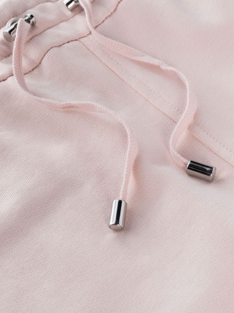 Pink Ribbed Panel Cotton Track Pants