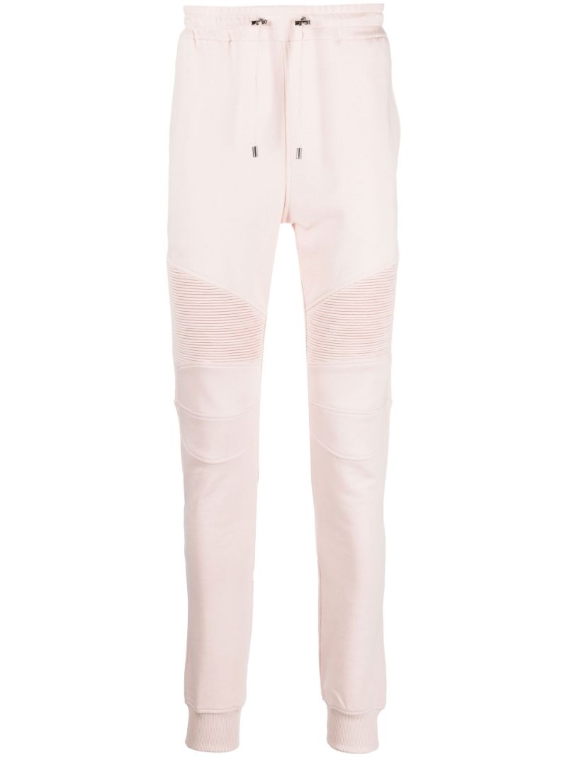 Pink Ribbed Panel Cotton Track Pants