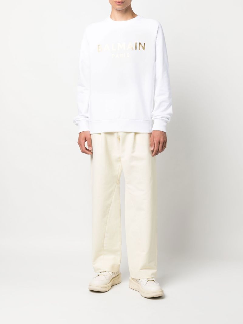White Logo Cotton Sweatshirt