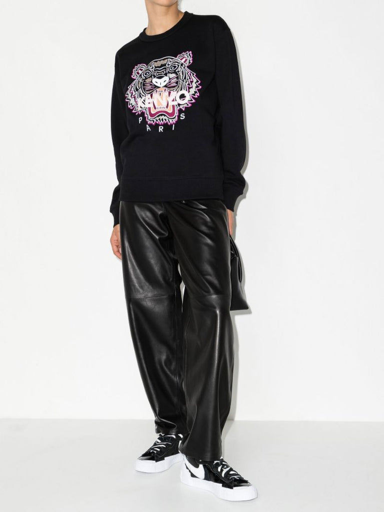 Black Tiger Embroidered Cotton Sweatshirt