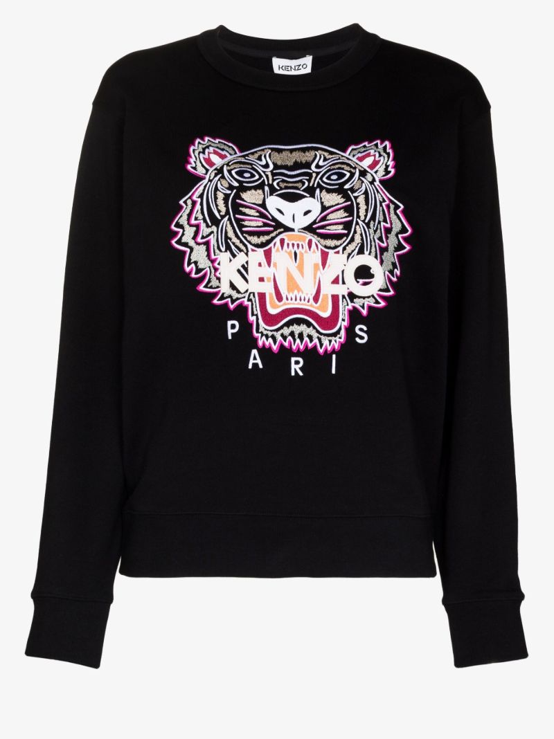 Black Tiger Embroidered Cotton Sweatshirt
