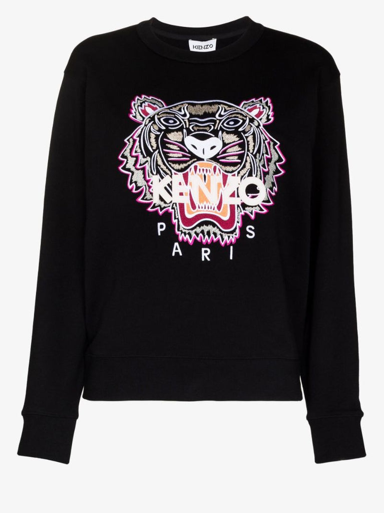 Black Tiger Embroidered Cotton Sweatshirt