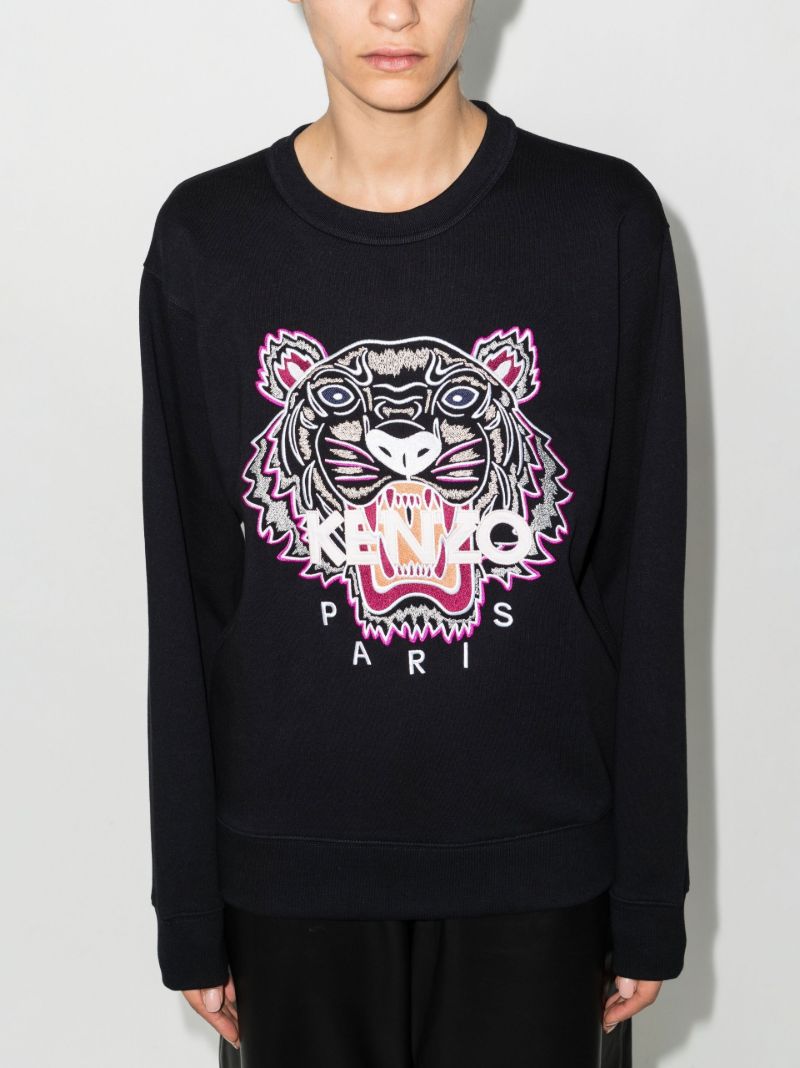 Black Tiger Embroidered Cotton Sweatshirt