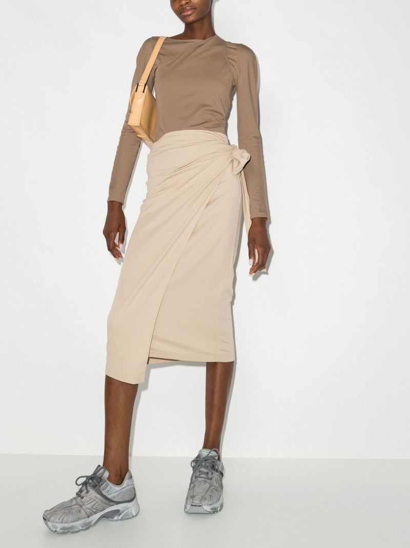 Neutral the Origami-drape Wrap Midi Skirt