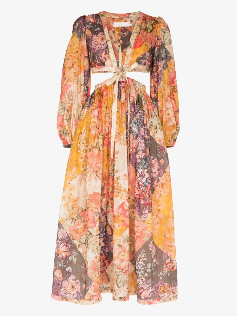 Orange Patti Floral Print Maxi Dress