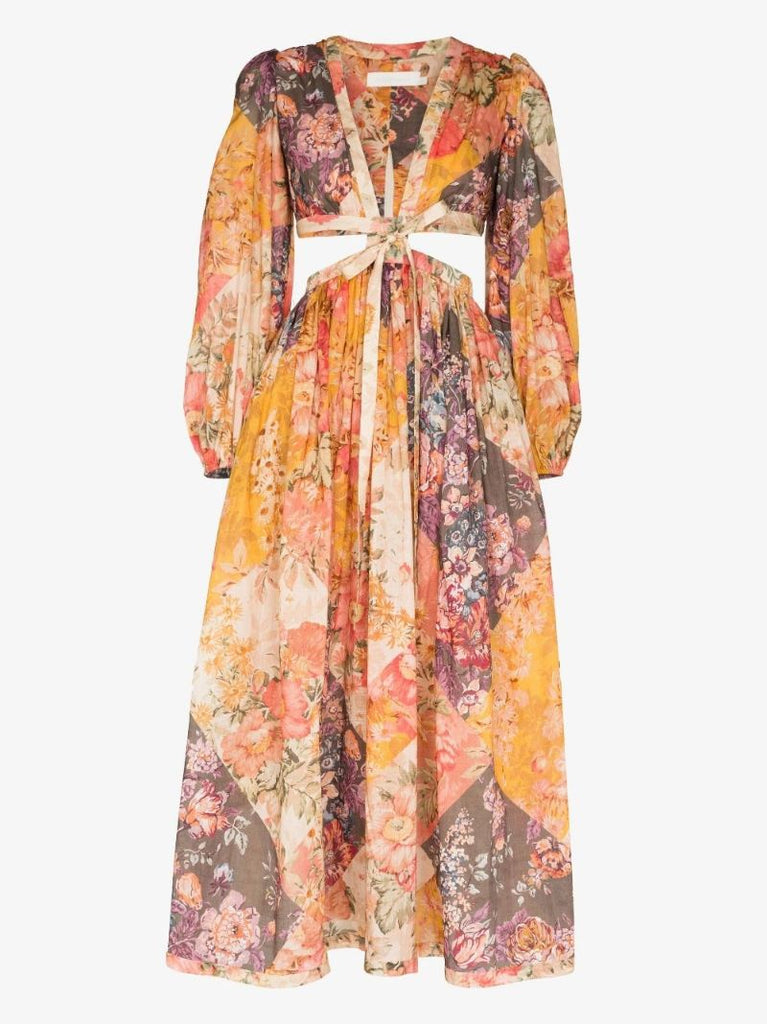 Orange Patti Floral Print Maxi Dress