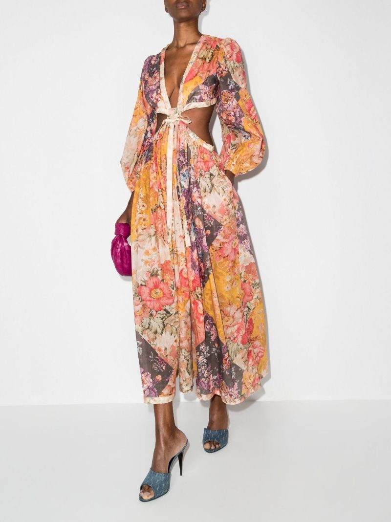 Orange Patti Floral Print Maxi Dress