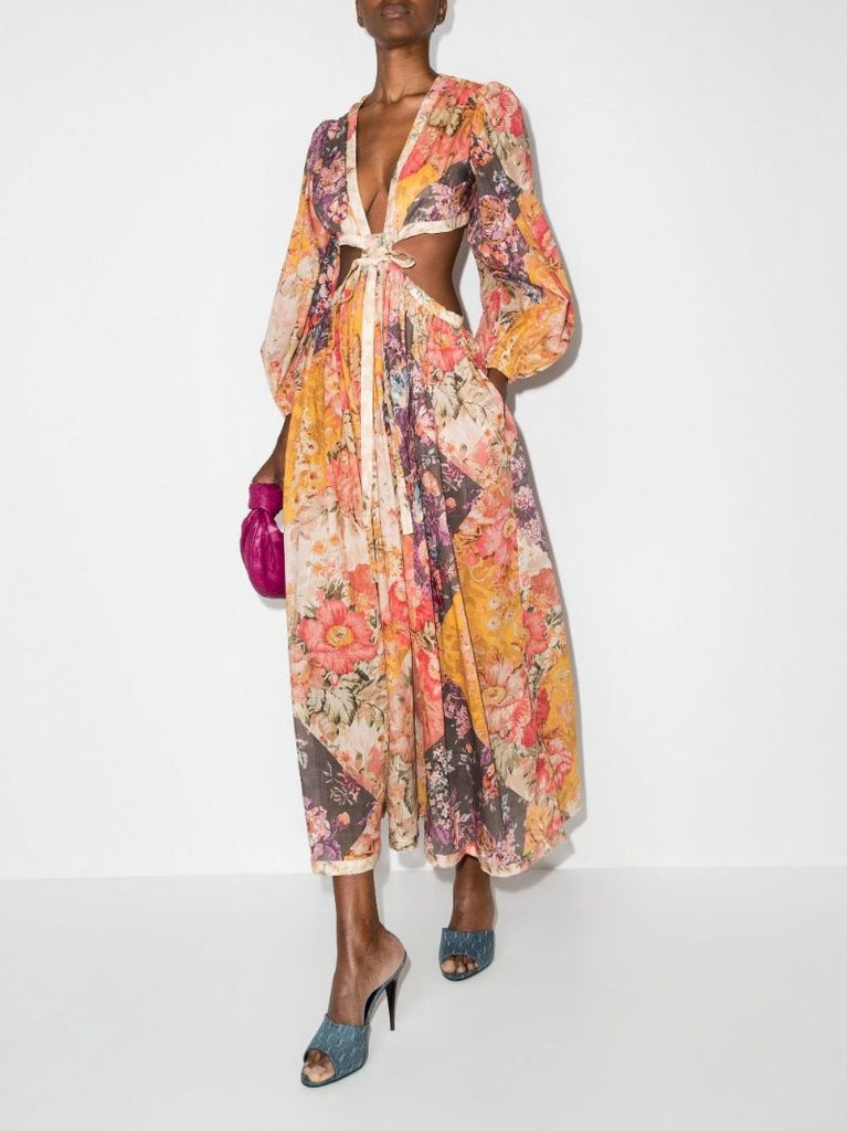 Orange Patti Floral Print Maxi Dress