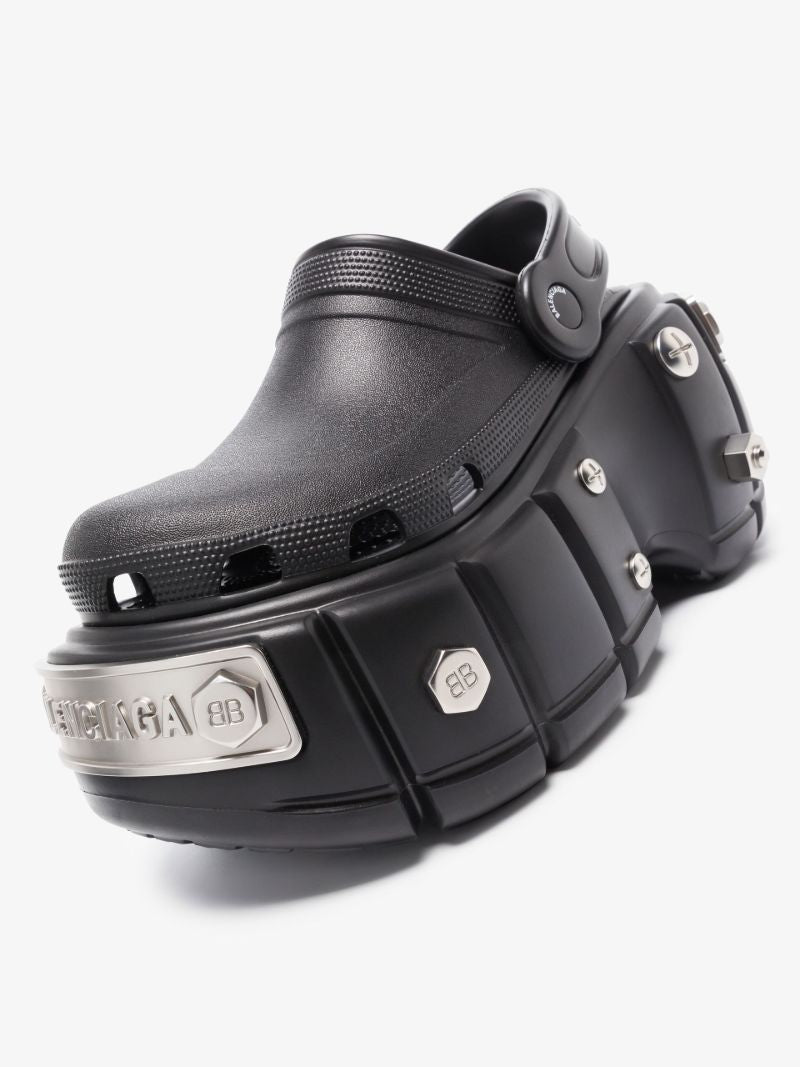 X Crocs Black Hardcrocs Platform Slides