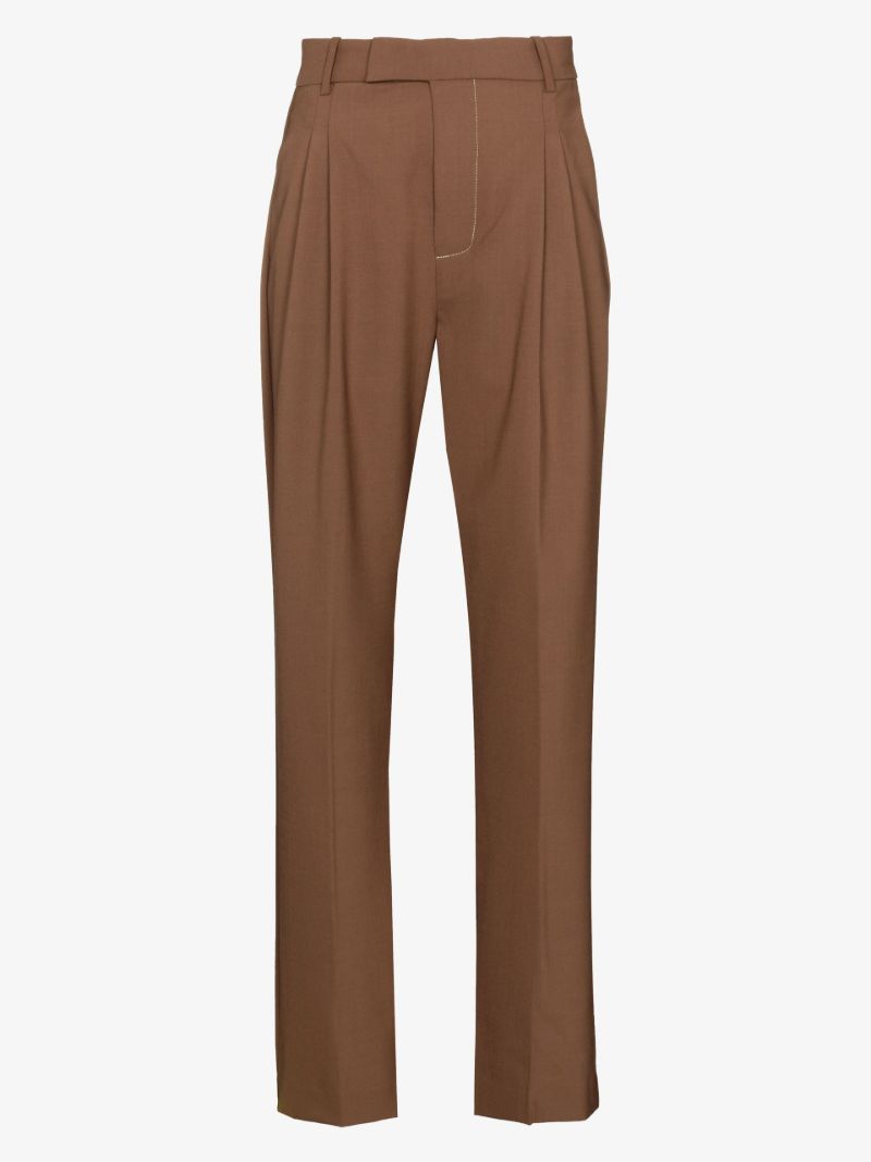 Brown Adrien Pleated Trousers