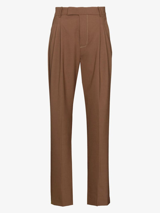 Brown Adrien Pleated Trousers