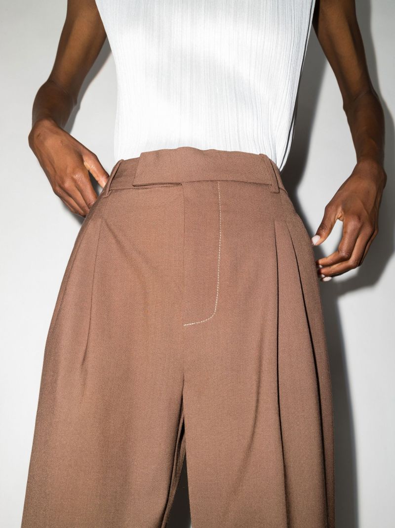 Brown Adrien Pleated Trousers