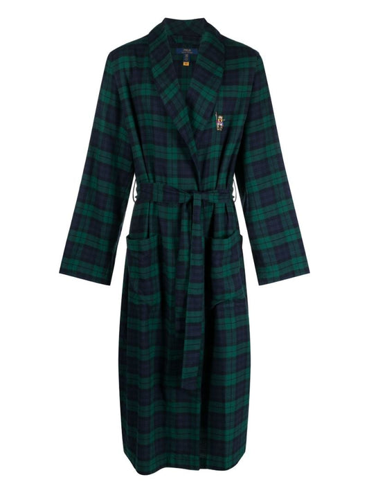 Green Polo Bear Tartan Robe
