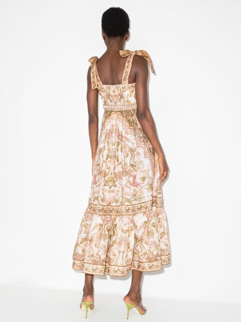 Neutral Lyre Picnic Linen Midi Dress