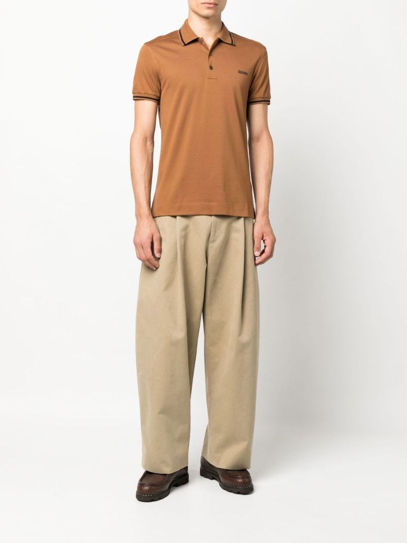 Brown Logo Print Cotton PiquÃ_x0083_Â© Polo Shirt