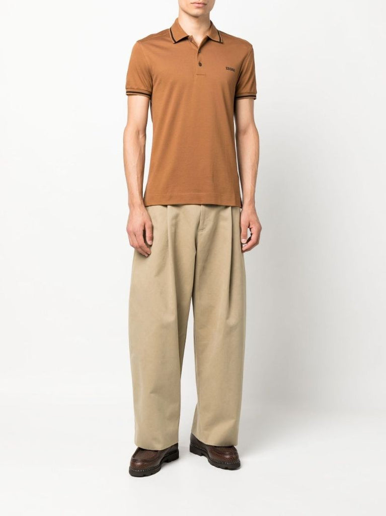 Brown Logo Print Cotton PiquÃ_x0083_Â© Polo Shirt