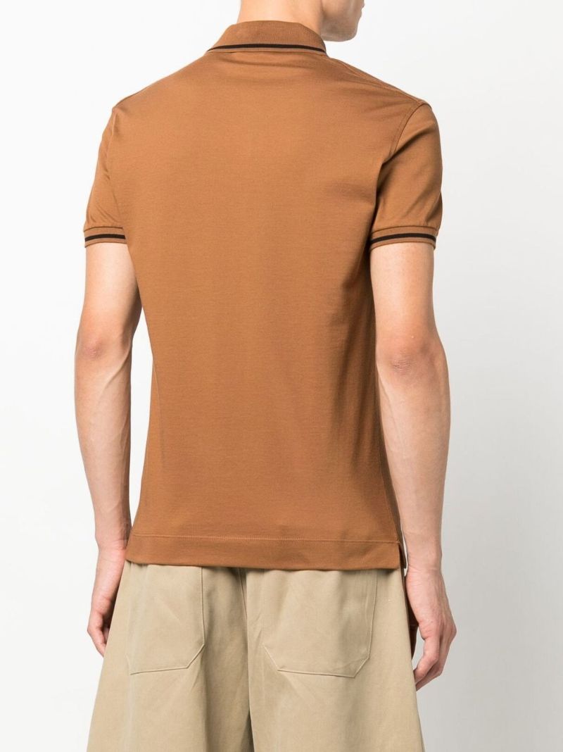 Brown Logo Print Cotton PiquÃ_x0083_Â© Polo Shirt