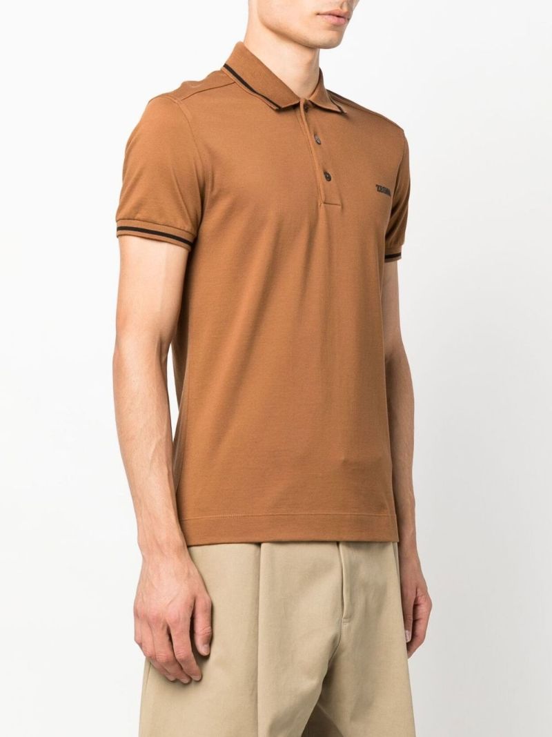 Brown Logo Print Cotton PiquÃ_x0083_Â© Polo Shirt