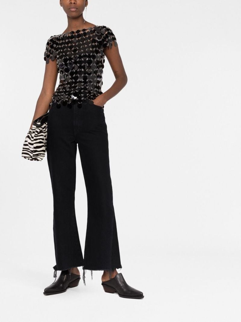 Black Paillette Disc Short Sleeve Top