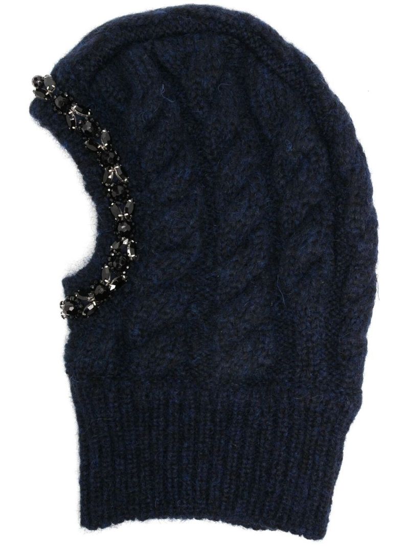 Blue Knitted Crystal Balaclava