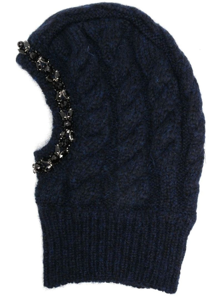 Blue Knitted Crystal Balaclava