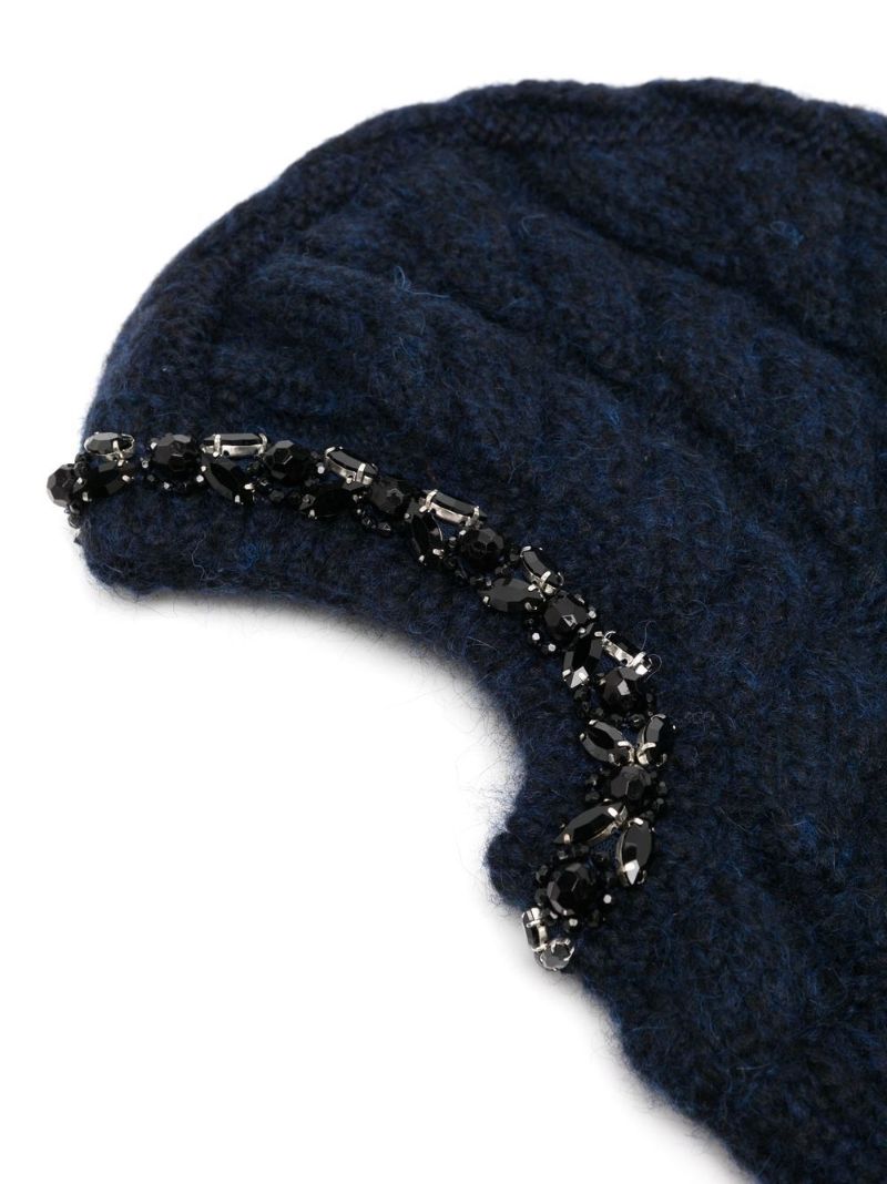 Blue Knitted Crystal Balaclava