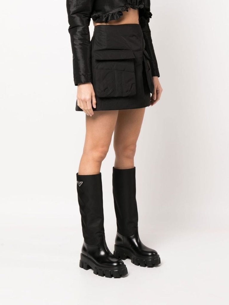 Black Padded Mini Skirt