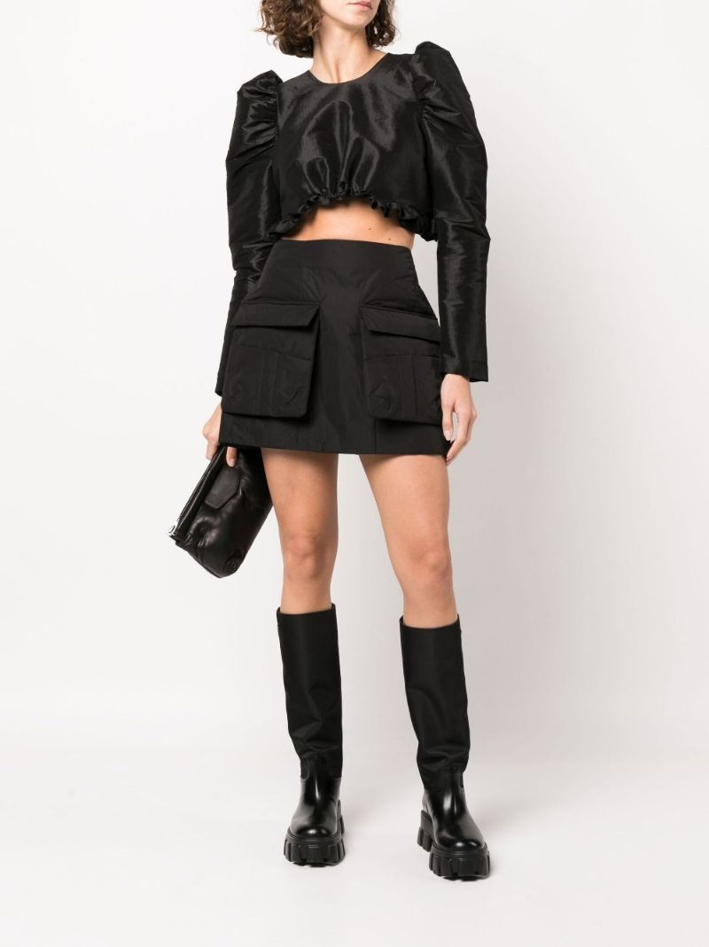 Black Padded Mini Skirt