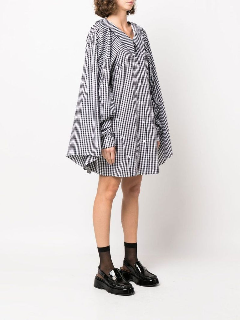 Black Oversized Gingham Mini Dress
