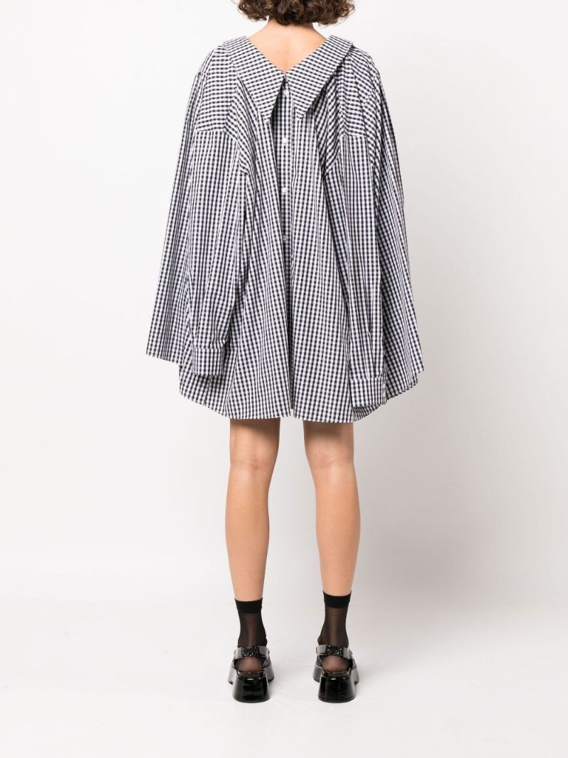 Black Oversized Gingham Mini Dress