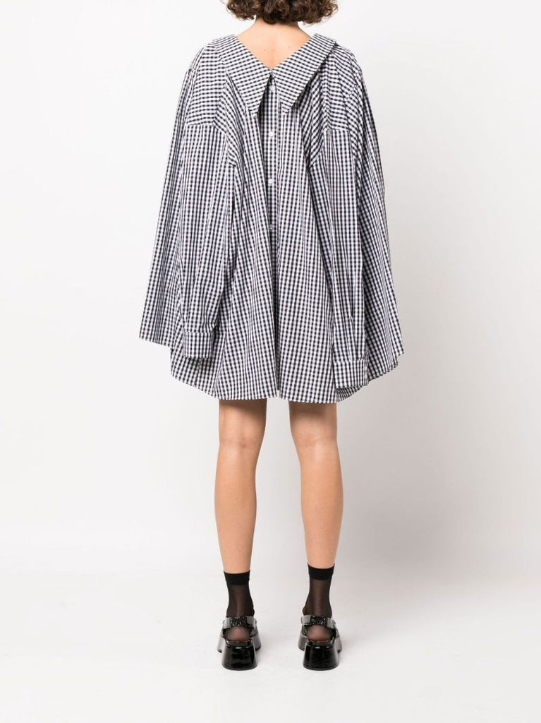 Black Oversized Gingham Mini Dress