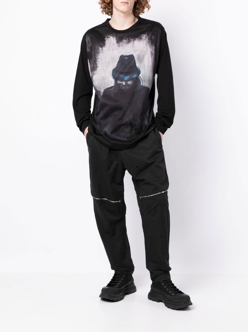 Black Graphic Print Long Sleeve T-shirt