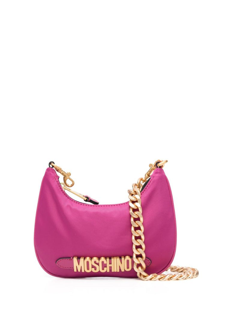 Pink Logo Plaque Hobo Shoulder Bag
